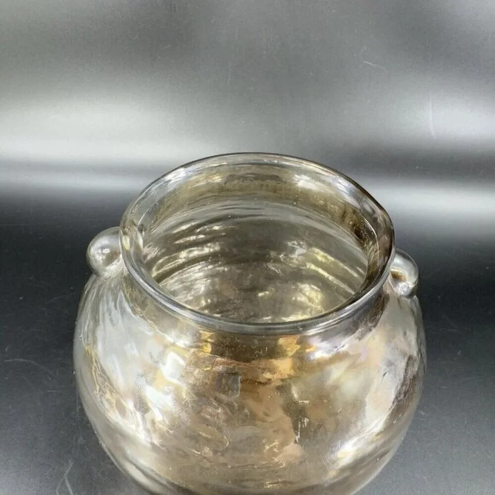 Anthropologie Capricio Art Glass‎ Round Bottom Vase With Small Handles W Sticker